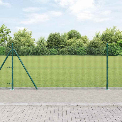 Zaun mit Pfosten Grün 1 x 10 m Stahl