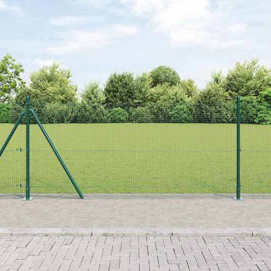 Zaun mit Pfosten Grün 1 x 10 m Stahl