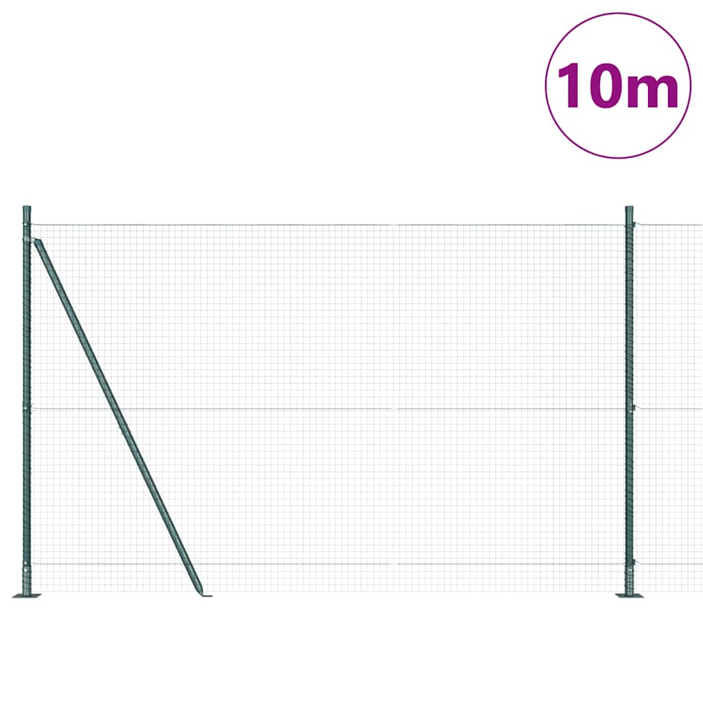 Zaun mit Pfosten Grün 1,4 x 10 m Stahl