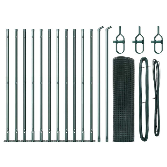 Zaun mit Pfosten Grün 0,6 x 25 m Stahl