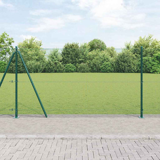 Zaun mit Pfosten Grün 1,2 x 25 m Stahl