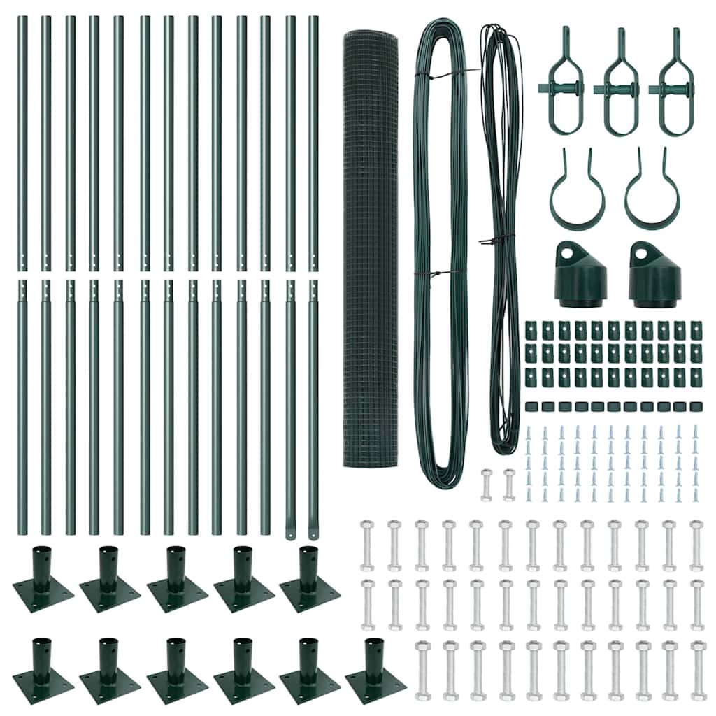 Zaun mit Pfosten Grün 1,2 x 25 m Stahl