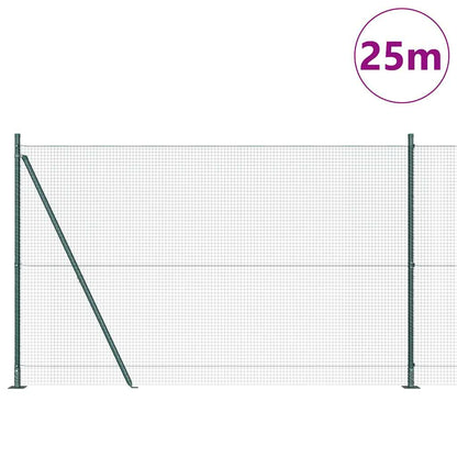 Zaun mit Pfosten Grün 1,4 x 25 m Stahl