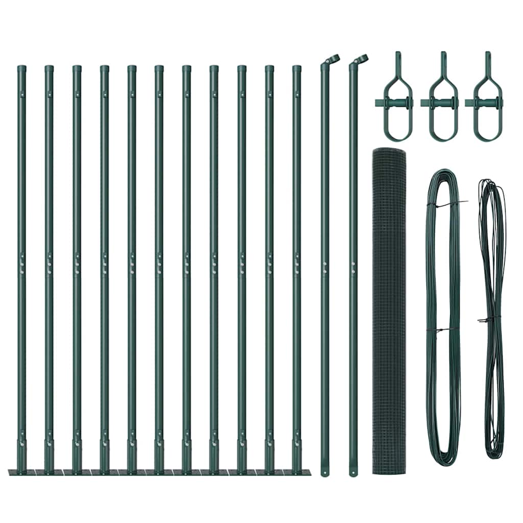 Zaun mit Pfosten Grün 1.5 x 25 m Stahl