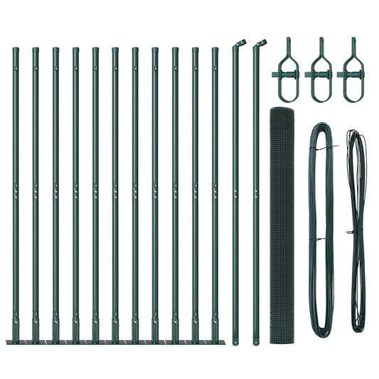 Zaun mit Pfosten Grün 1.5 x 25 m Stahl