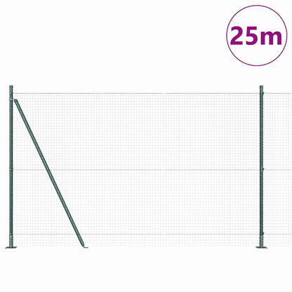 Zaun mit Pfosten Grün 1.5 x 25 m Stahl
