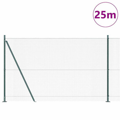 Zaun mit Pfosten Grün 1.6 x 25 m Stahl