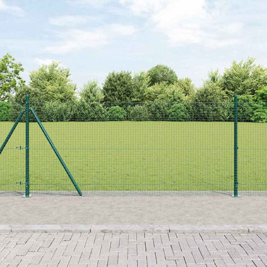 Zaun mit Pfosten Grün 0,8 x 50 m Stahl