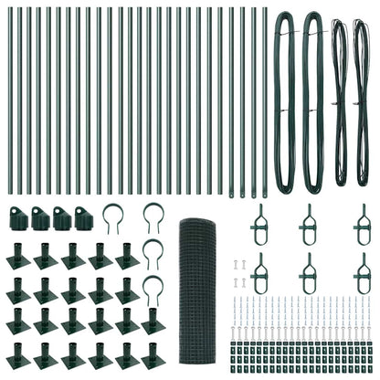 Zaun mit Pfosten Grün 1 x 50 m Stahl