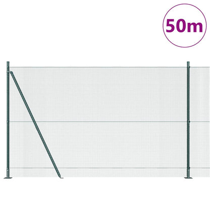 Zaun mit Pfosten Grün 1,4 x 50 m Stahl