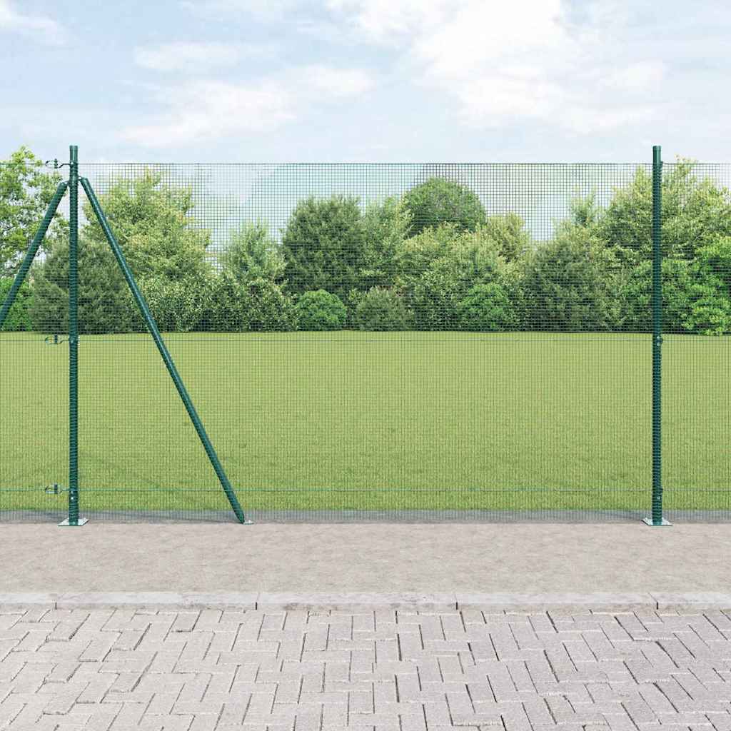 Zaun mit Pfosten Grün 1,5 x 50 m Stahl