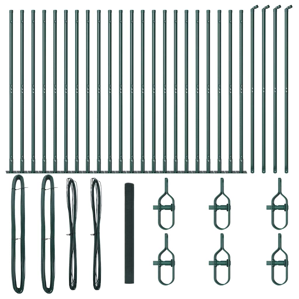 Zaun mit Pfosten Grün 1,5 x 50 m Stahl