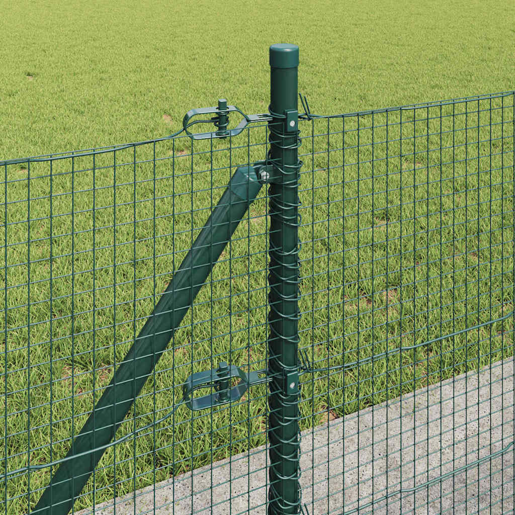 Zaun mit Pfosten Grün 0,4 x 100 m Stahl