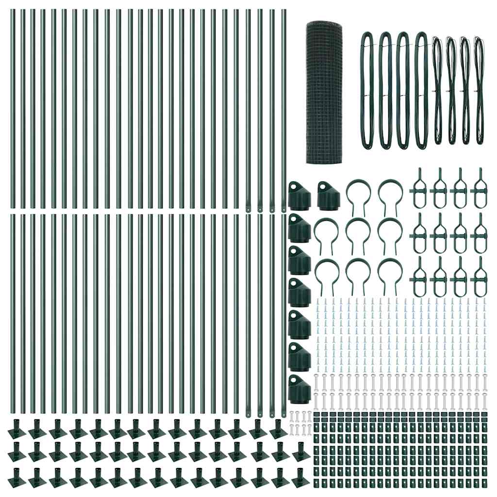 Zaun mit Pfosten Grün 0,5 x 100 m Stahl