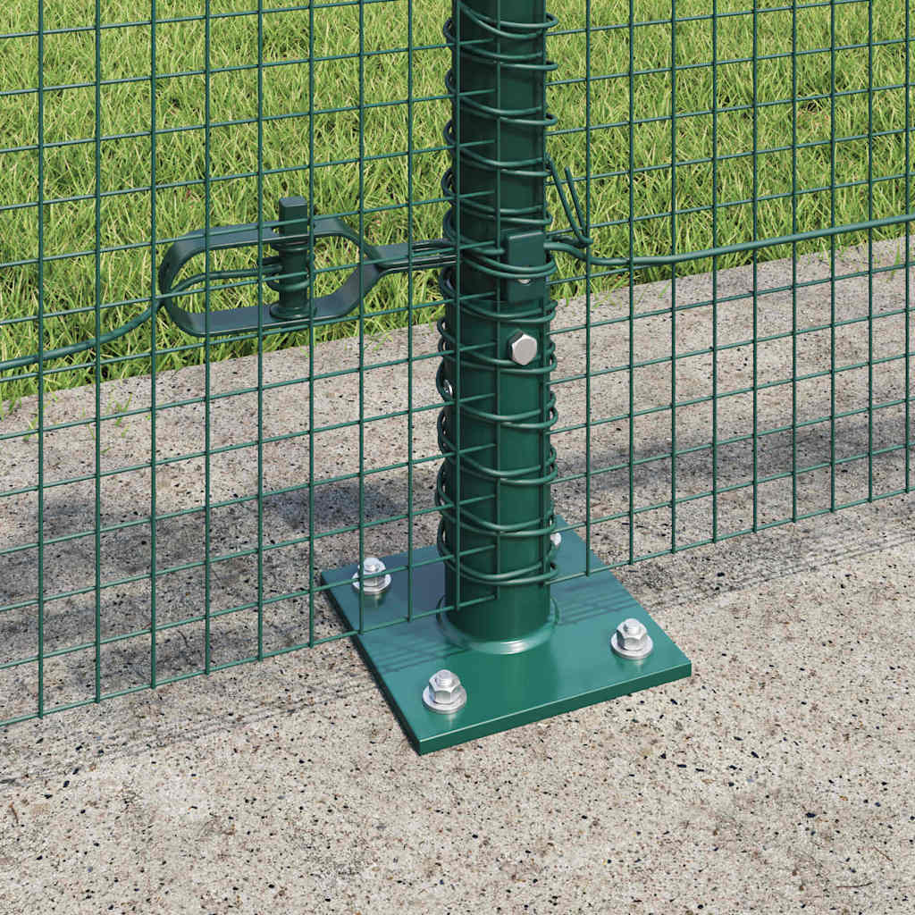 Zaun mit Pfosten Grün 0,6 x 100 m Stahl