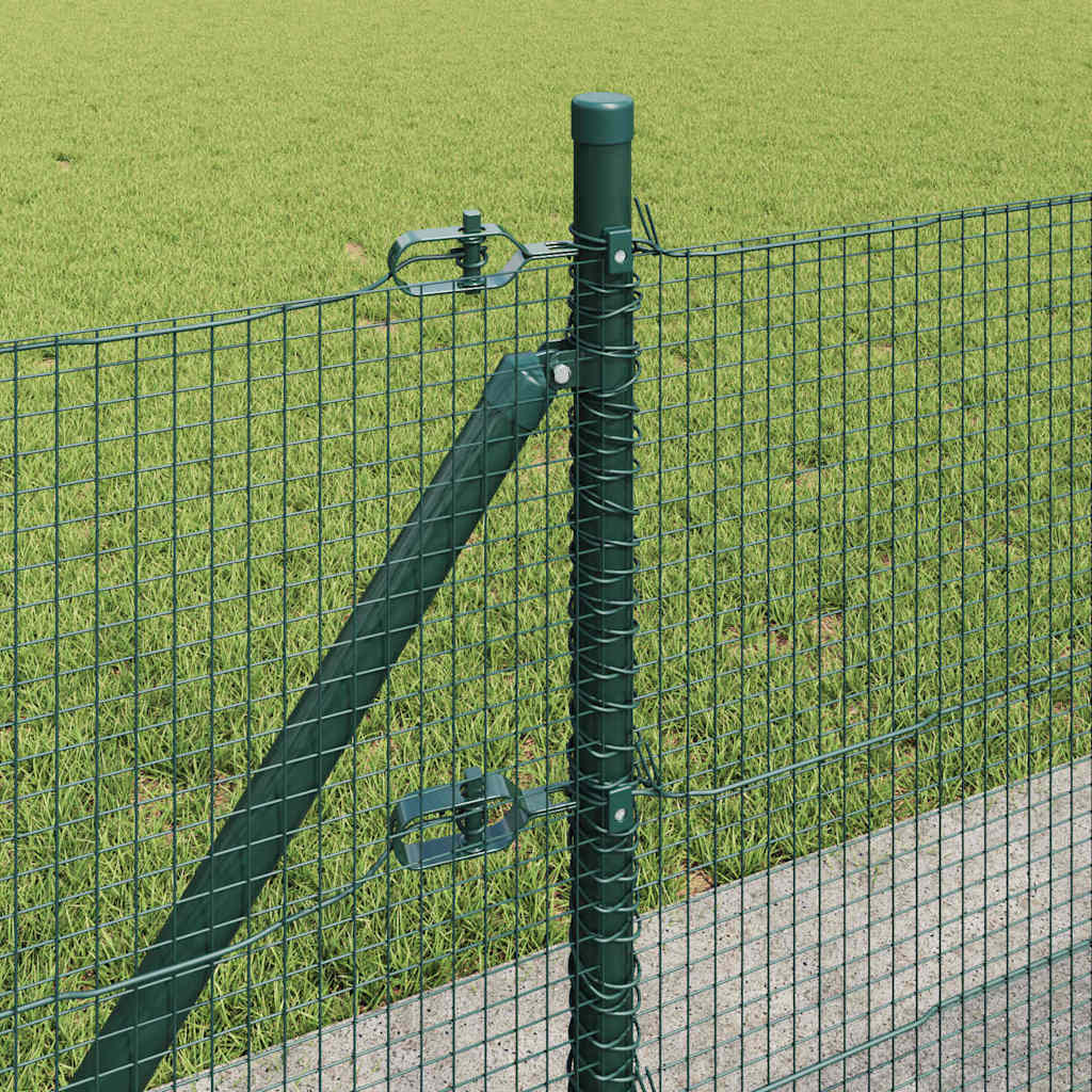Zaun mit Pfosten Grün 0,6 x 100 m Stahl