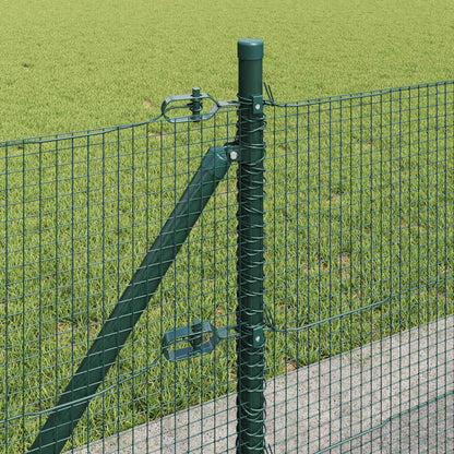 Zaun mit Pfosten Grün 0,6 x 100 m Stahl