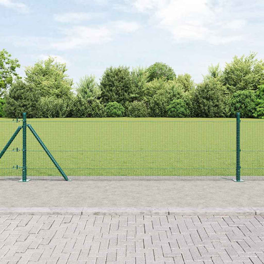 Zaun mit Pfosten Grün 0,6 x 100 m Stahl
