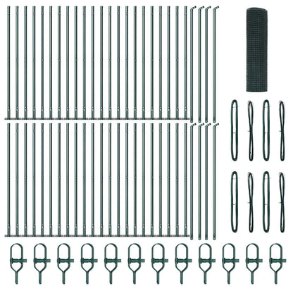 Zaun mit Pfosten Grün 1 x 100 m Stahl