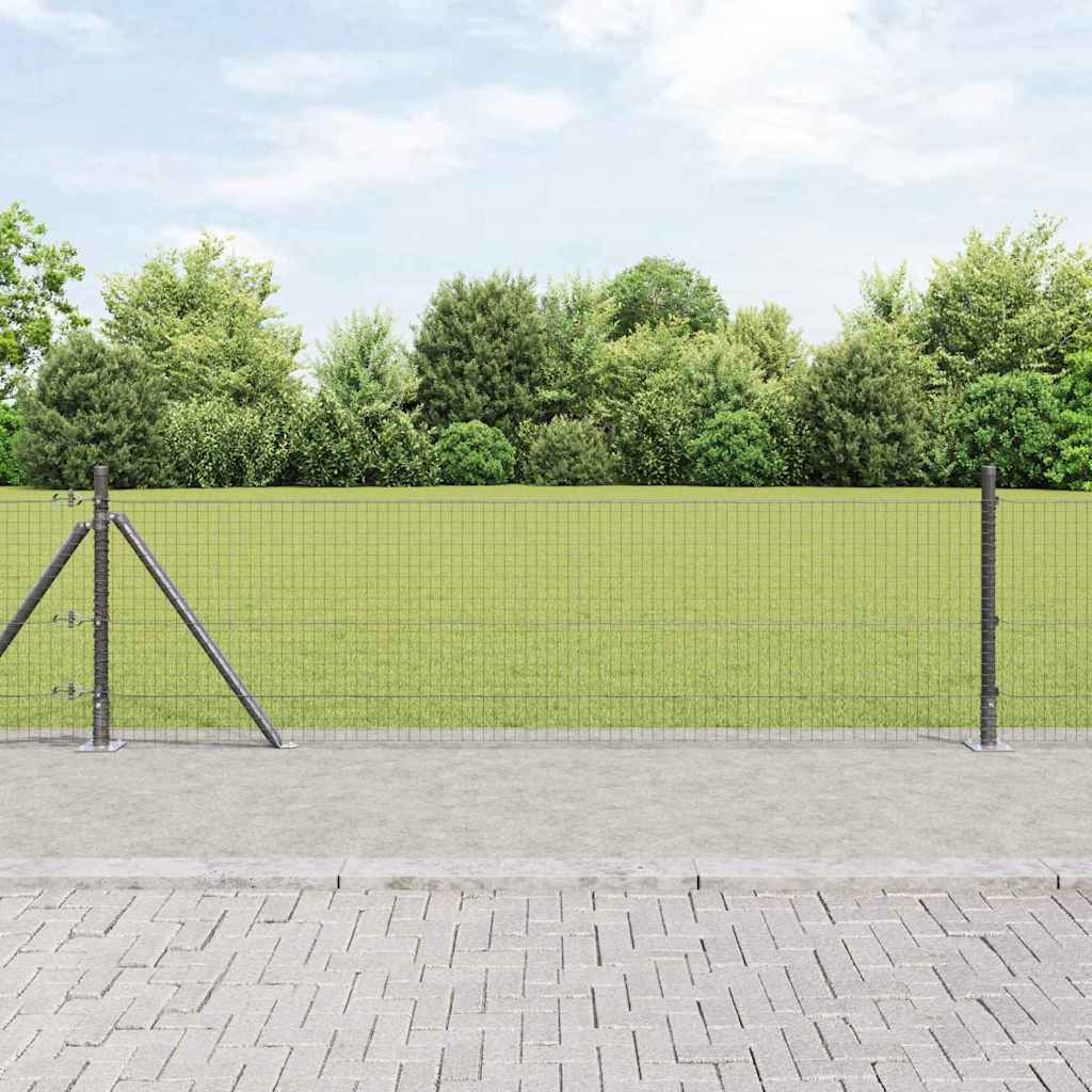 Zaun mit Pfosten Grau 0,4 x 10 m Stahl