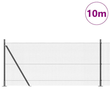 Zaun mit Pfosten Grau 1 x 10 m Stahl