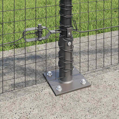 Zaun mit Pfosten Grau 1 x 10 m Stahl