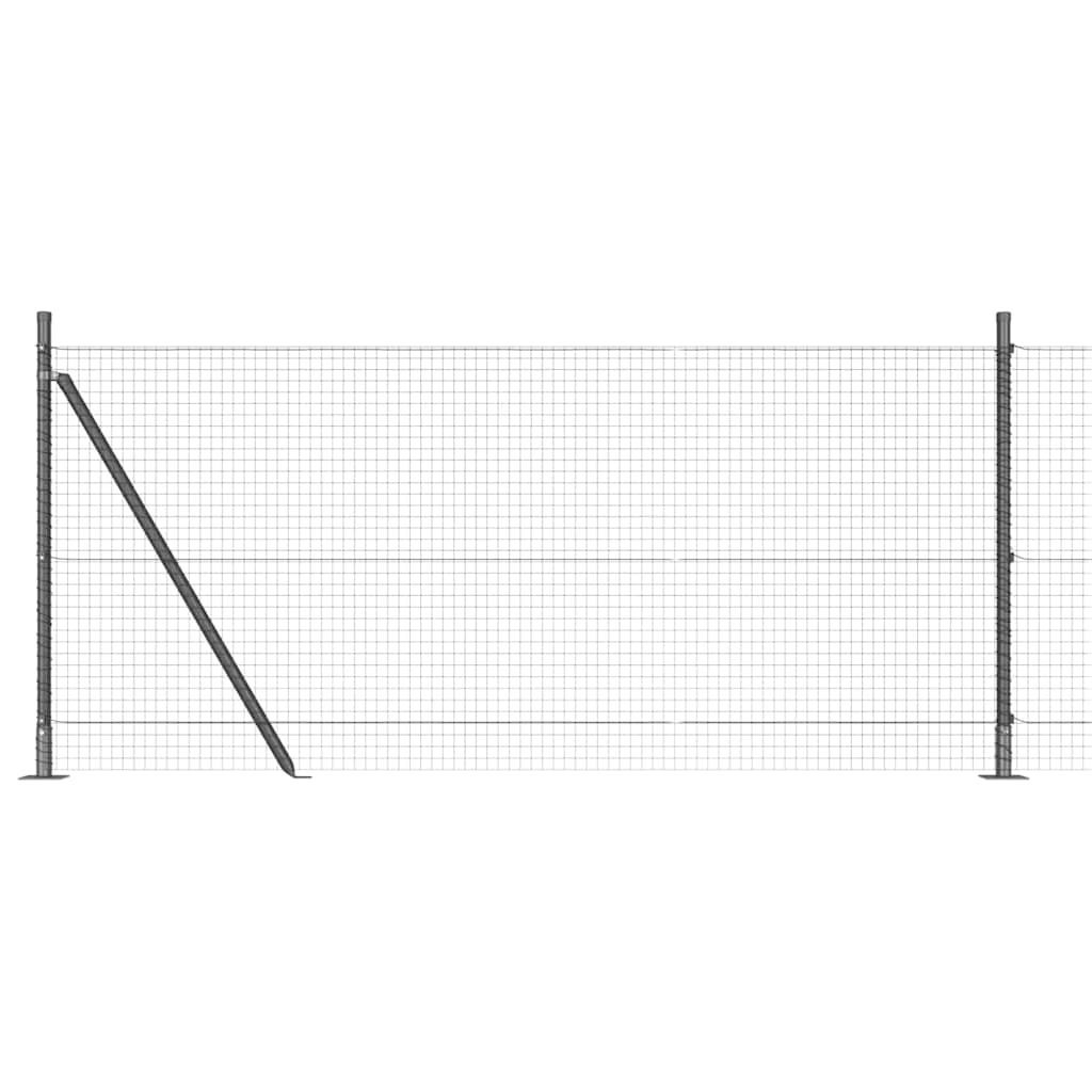 Zaun mit Pfosten Grau 1 x 10 m Stahl