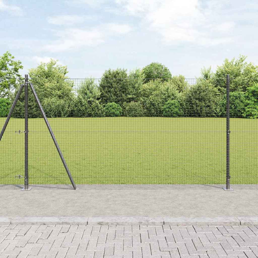 Zaun mit Pfosten Grau 1,2 x 10 m Stahl