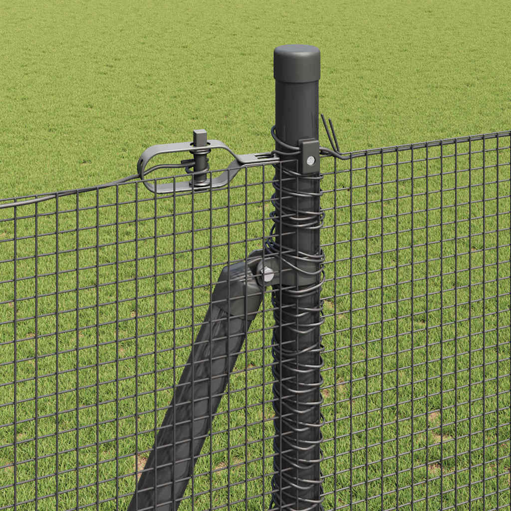 Zaun mit Pfosten Grau 1,4 x 10 m Stahl