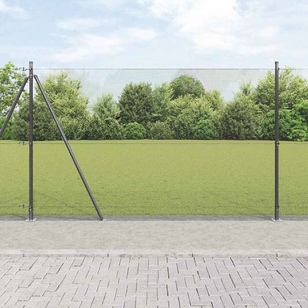 Zaun mit Pfosten Grau 1,4 x 10 m Stahl