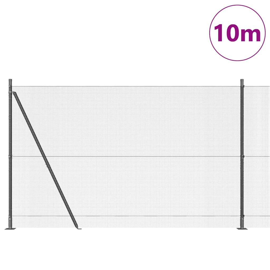 Zaun mit Pfosten Grau 1,4 x 10 m Stahl