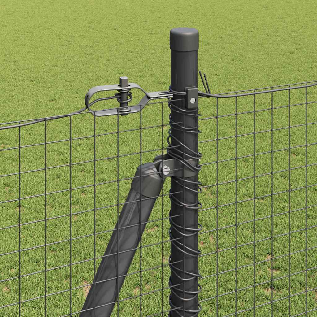 Zaun mit Pfosten Grau 1,4 x 10 m Stahl