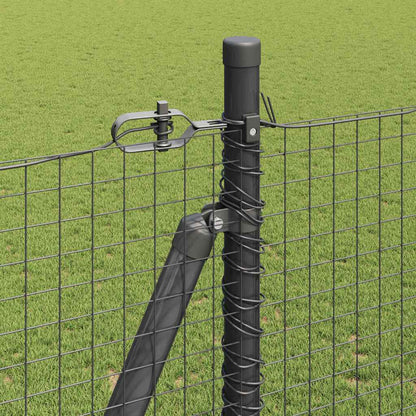 Zaun mit Pfosten Grau 1,4 x 10 m Stahl