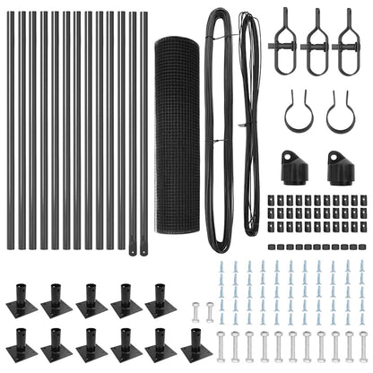 Zaun mit Pfosten Grau 0,4 x 25 m Stahl