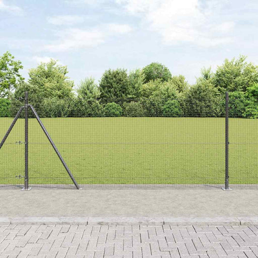 Zaun mit Pfosten Grau 0,8 x 25 m Stahl