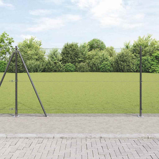 Zaun mit Pfosten Grau 1,2 x 25 m Stahl