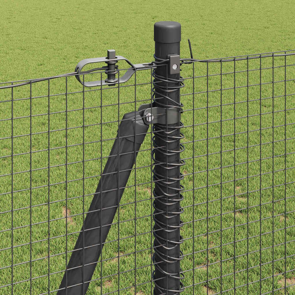 Zaun mit Pfosten Grau 1,2 x 25 m Stahl