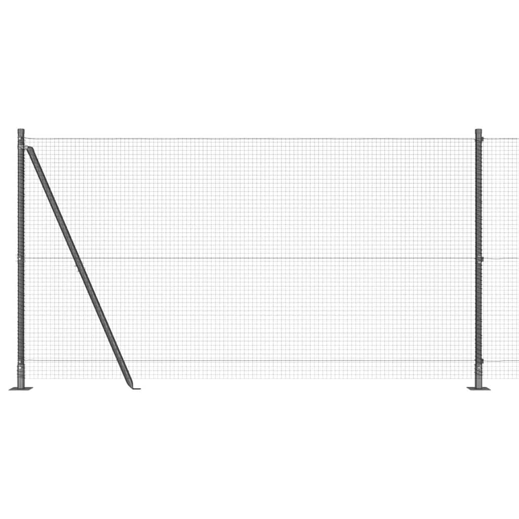 Zaun mit Pfosten Grau 1,2 x 25 m Stahl