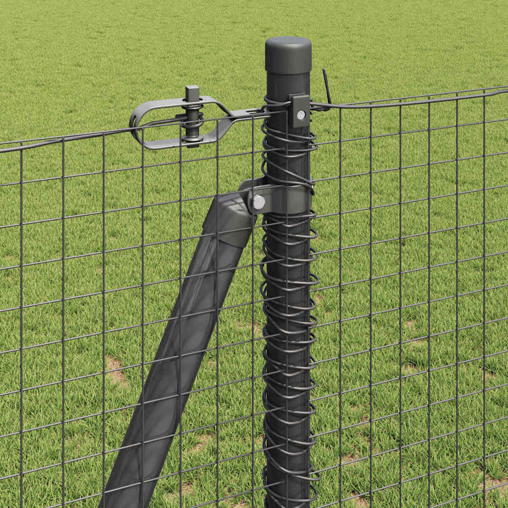 Zaun mit Pfosten Grau 1,2 x 25 m Stahl