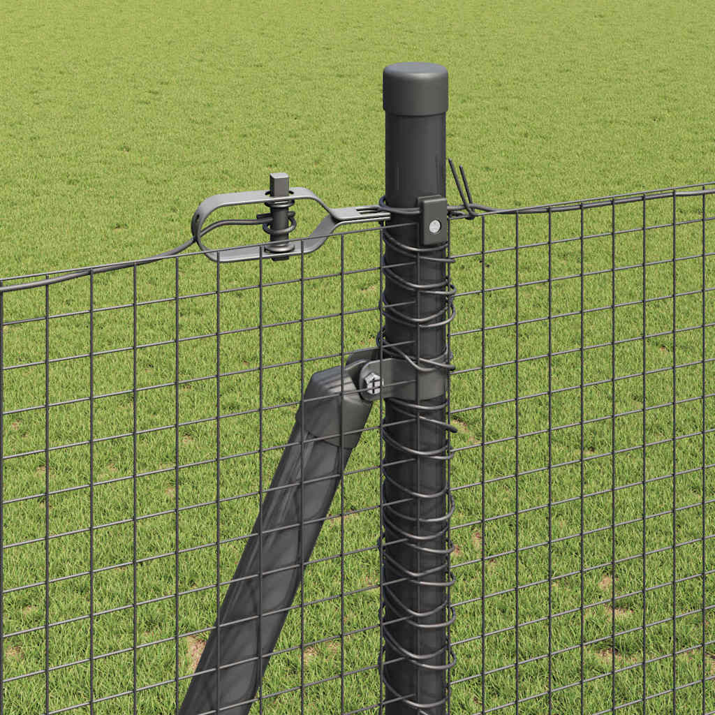 Zaun mit Pfosten Grau 1,4 x 25 m Stahl