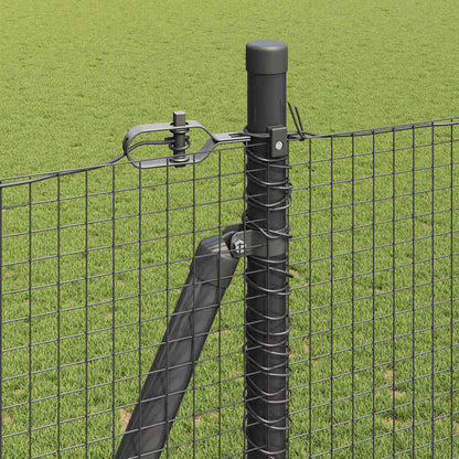 Zaun mit Pfosten Grau 1,4 x 25 m Stahl