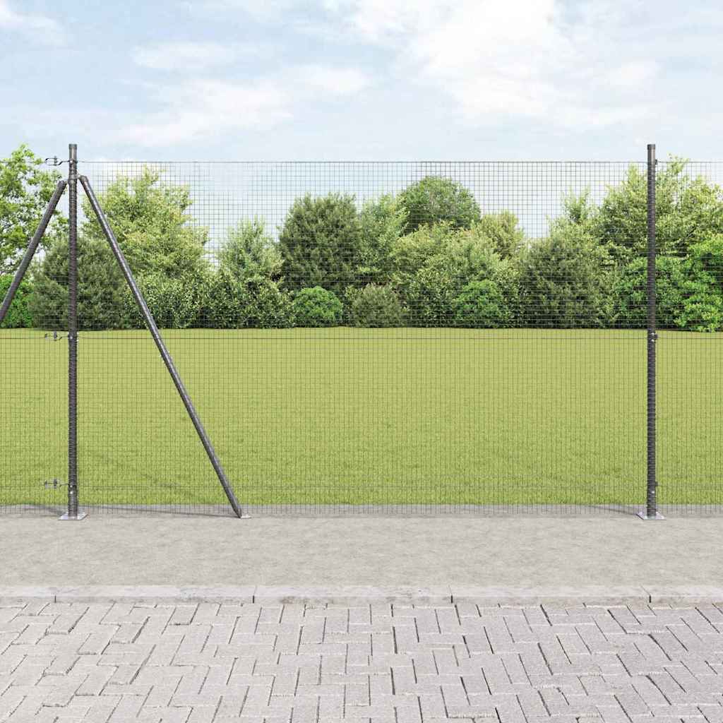Zaun mit Pfosten Grau 1,4 x 25 m Stahl