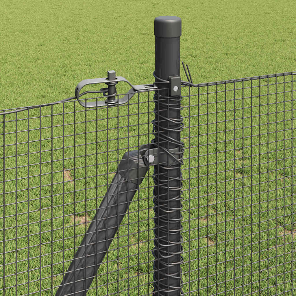 Zaun mit Pfosten Grau 1,5 x 25 m Stahl