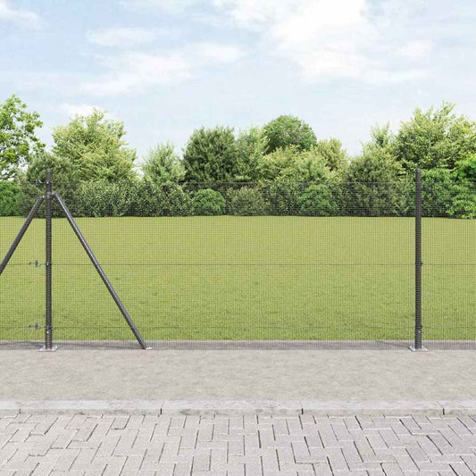 Zaun mit Pfosten Grau 1.5 x 25 m Stahl