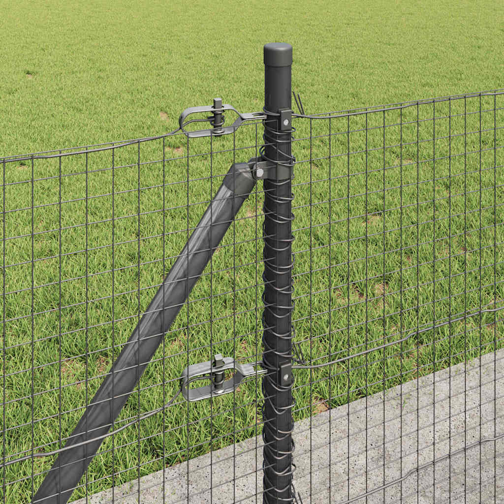 Zaun mit Pfosten Grau 0.4 x 50 m Stahl