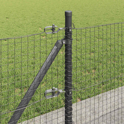 Zaun mit Pfosten Grau 0.4 x 50 m Stahl