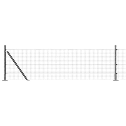 Zaun mit Pfosten Grau 0.4 x 50 m Stahl