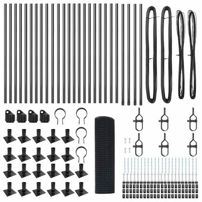 Zaun mit Pfosten Grau 0,5 x 50 m Stahl