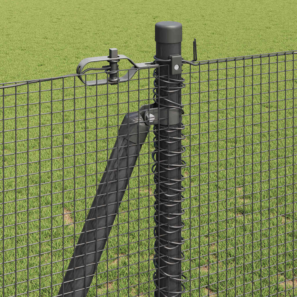 Zaun mit Pfosten Grau 1,2 x 50 m Stahl