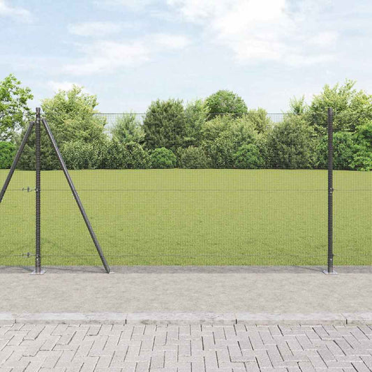 Zaun mit Pfosten Grau 1,2 x 50 m Stahl